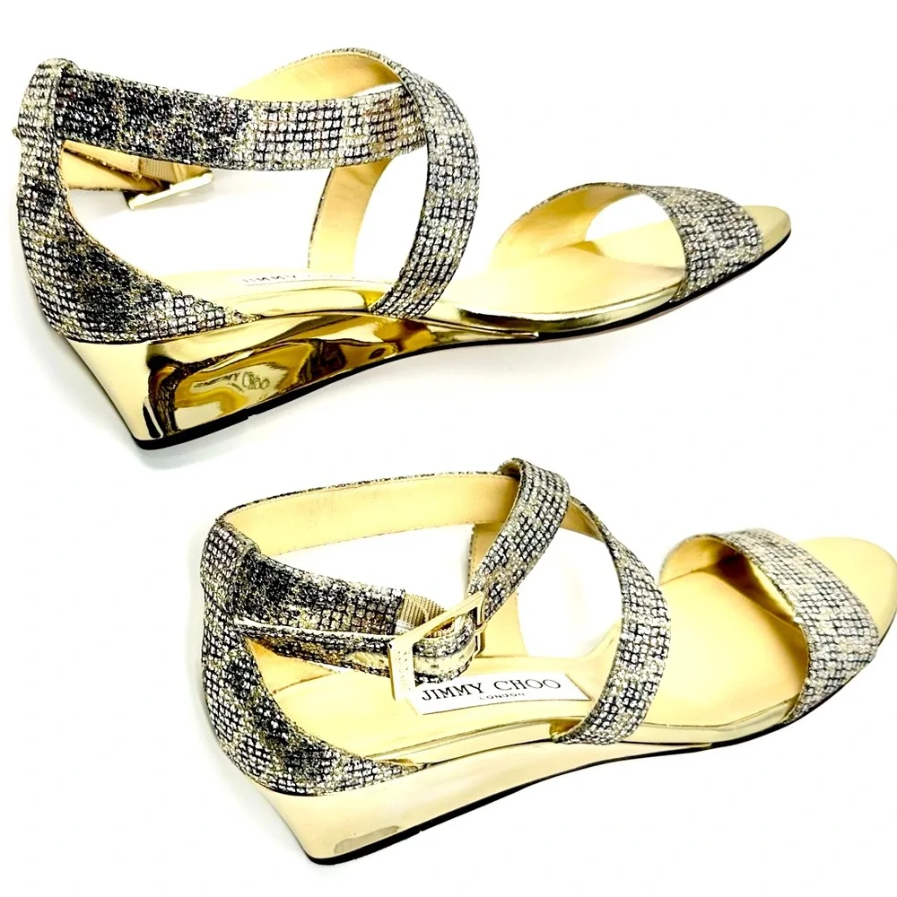 Jimmy Choo Elegant Silver Strappy Women's Open Toe Heels - Sandals Size 38